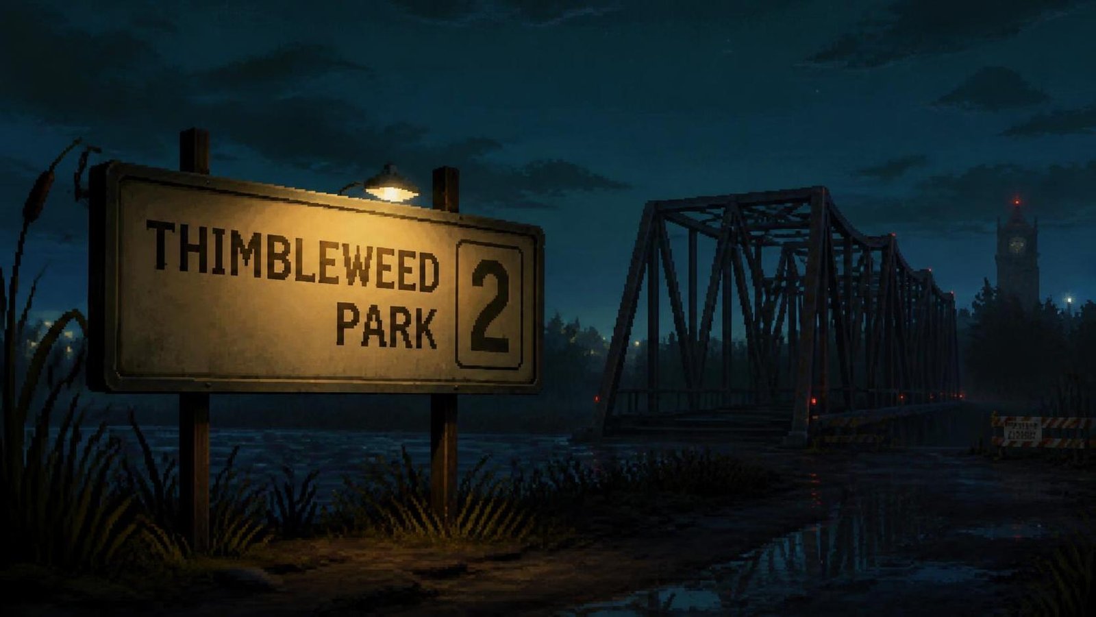 Illustration éditoriale de Thimbleweed Park 2 prévu pour début 2028, ni suite ni préquelle