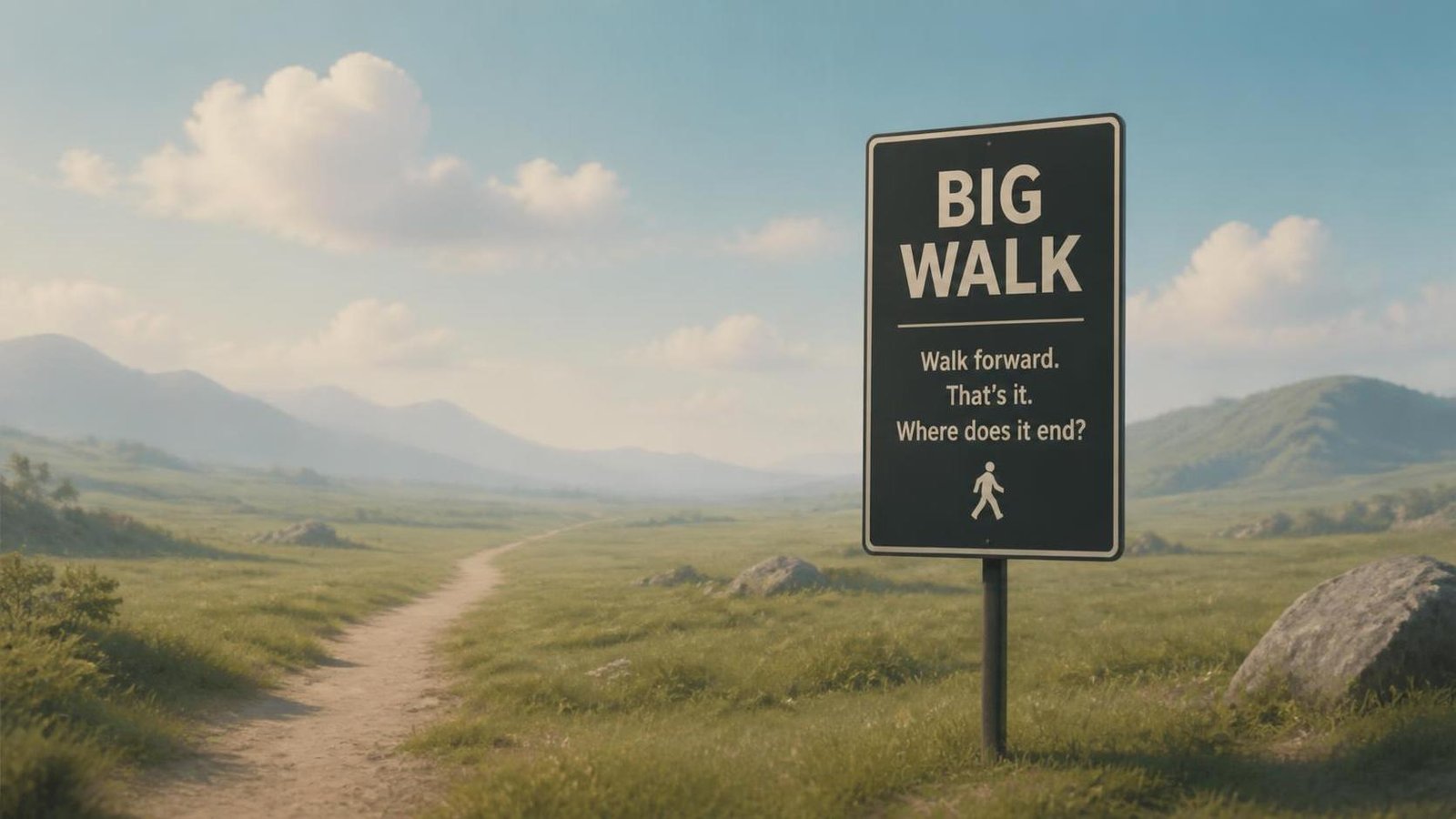 Illustration éditoriale de Big Walk : une énigme facile qui provoque une crise existentielle