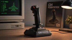Illustration éditoriale de CH Products FlightStick : le joystick culte des années 90 célébré aujourd’hui