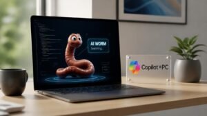 Illustration éditoriale de AI worms? In your Copilot PC? selon un chercheur IA
