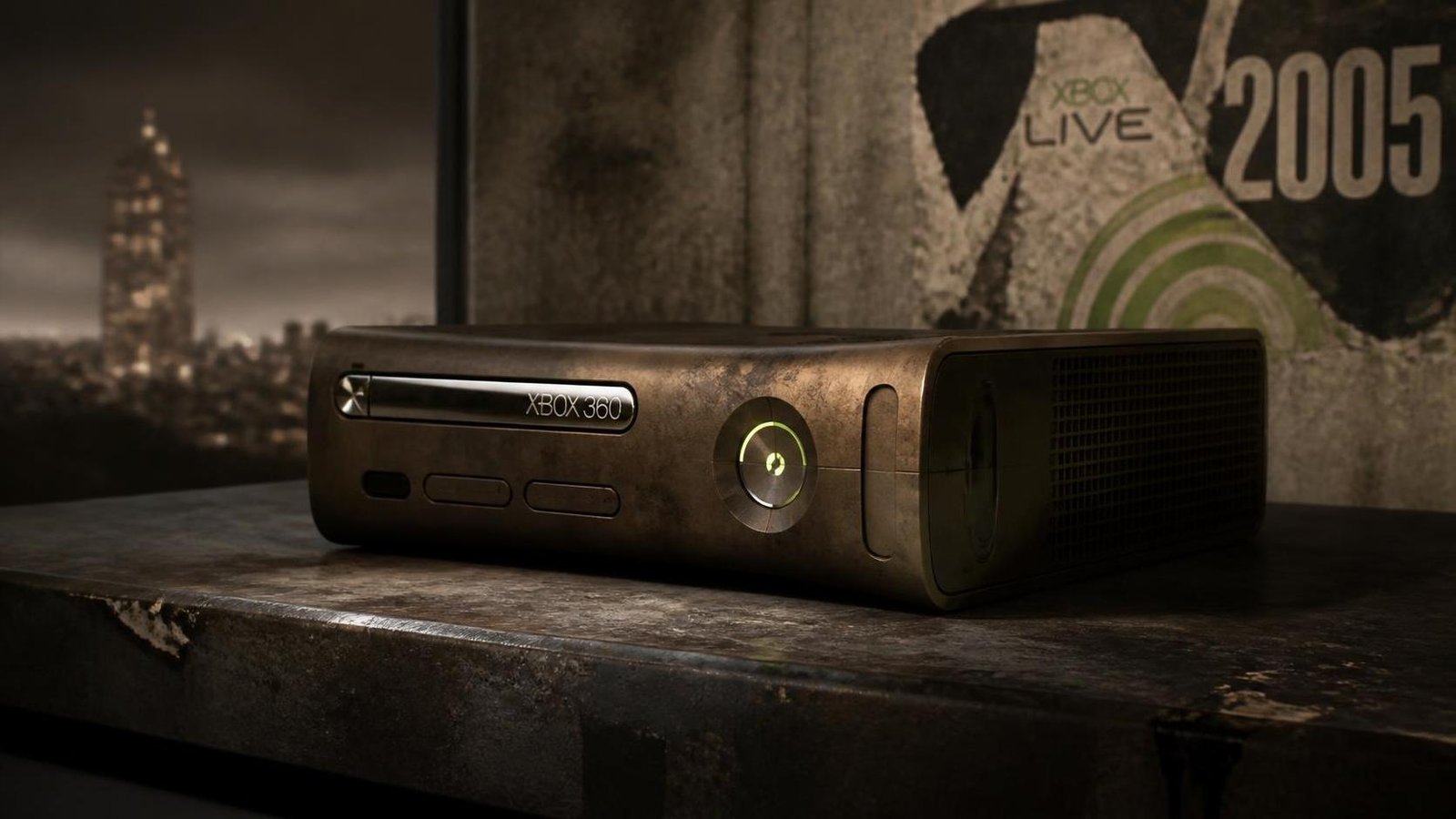 Illustration éditoriale de Xbox 360 brown : le retour d’une esthétique gritty mi-2000s