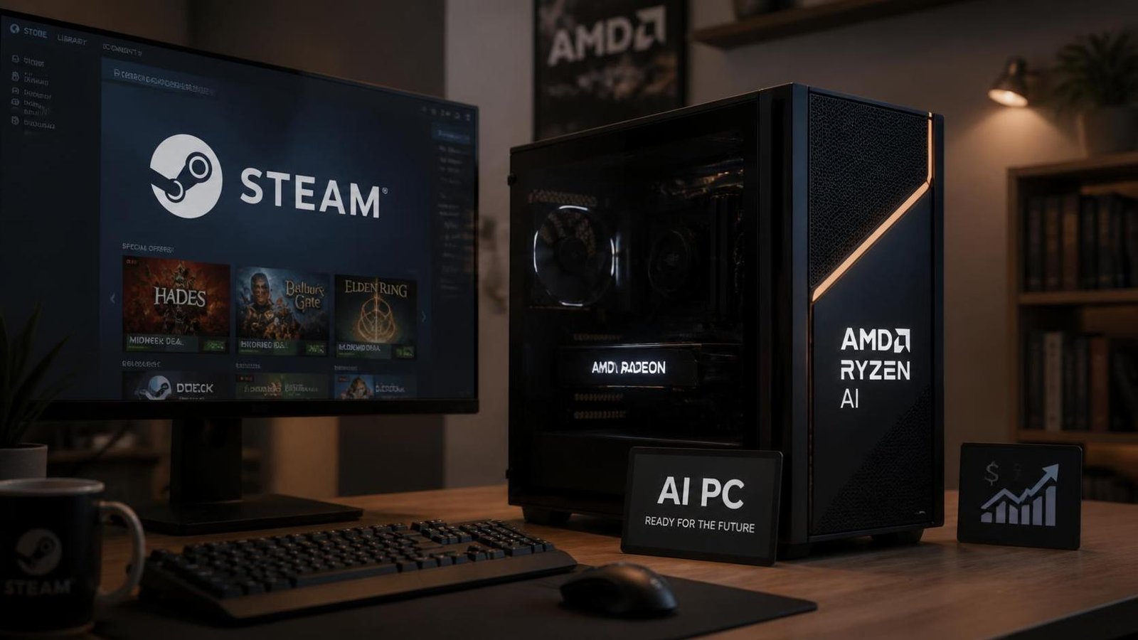 Illustration éditoriale de Steam : Lisa Su d’AMD mise sur les PC IA malgré la flambée des prix
