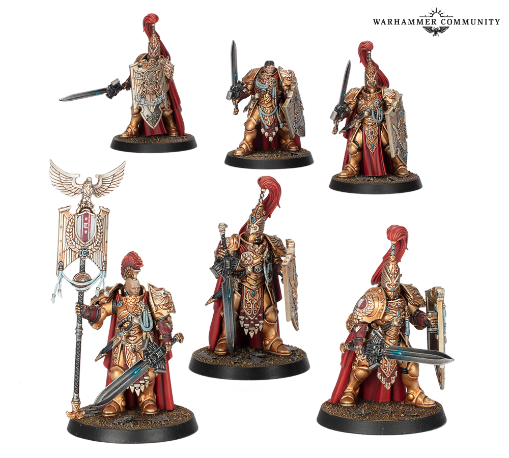 Les Adeptus Custodes reçoivent un nouveau Codex, 13 détachements, 27 datasheets, une Combat Patrol et de nouveaux kits plastiques Aquilon, Telemon, Gyrfalcon et Pallas.