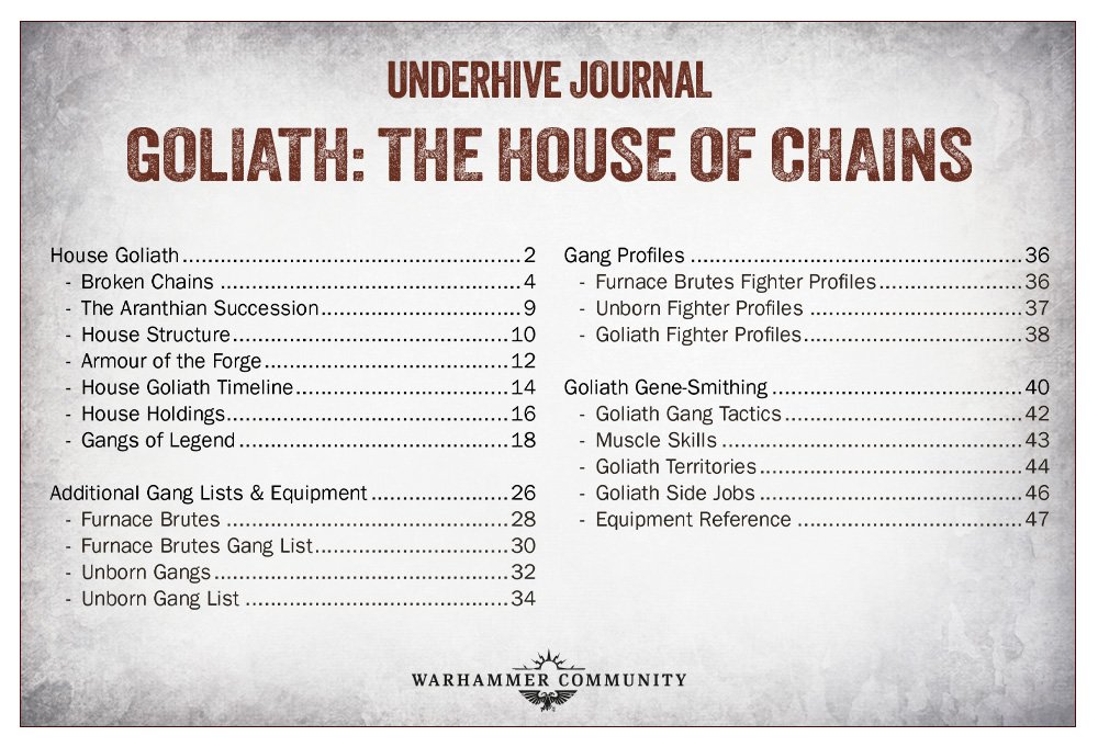 House Goliath reçoit de nouvelles figurines, des Sumpkrocs, les gangs Furnace Brutes et Unborn, ainsi que de nouvelles règles dans Necromunda.