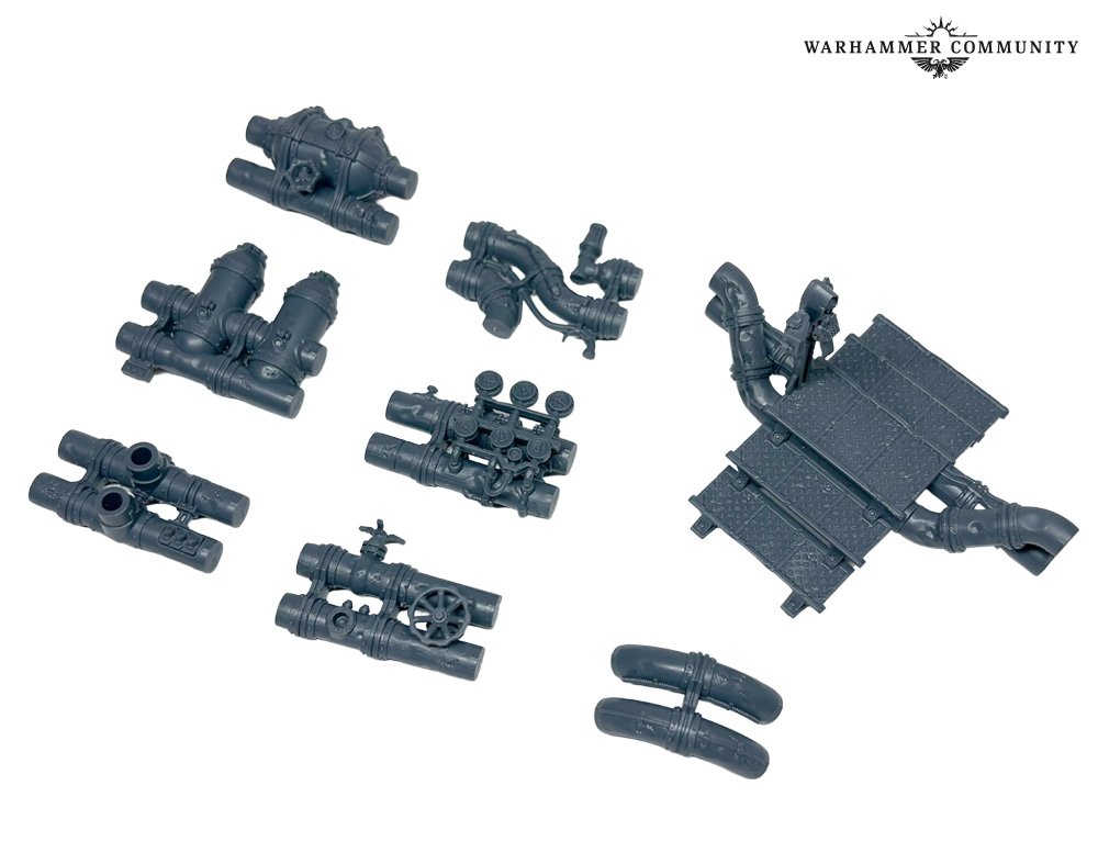 Découvrez les Zone Mortalis Factoria Pipes de Necromunda : tuyaux modulaires, compatibilité Zone Mortalis, constructions verticales et nombreuses combinaisons de décors.