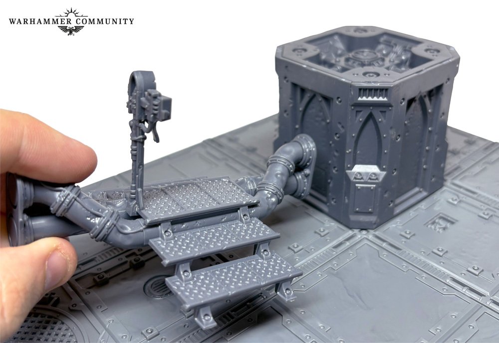 Découvrez les Zone Mortalis Factoria Pipes de Necromunda : tuyaux modulaires, compatibilité Zone Mortalis, constructions verticales et nombreuses combinaisons de décors.