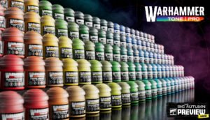 Games Workshop dévoile Warhammer Tone Pro : 150 peintures réparties en 30 couleurs et 5 tons, avec nouveaux médiums et pinceaux de drybrush.