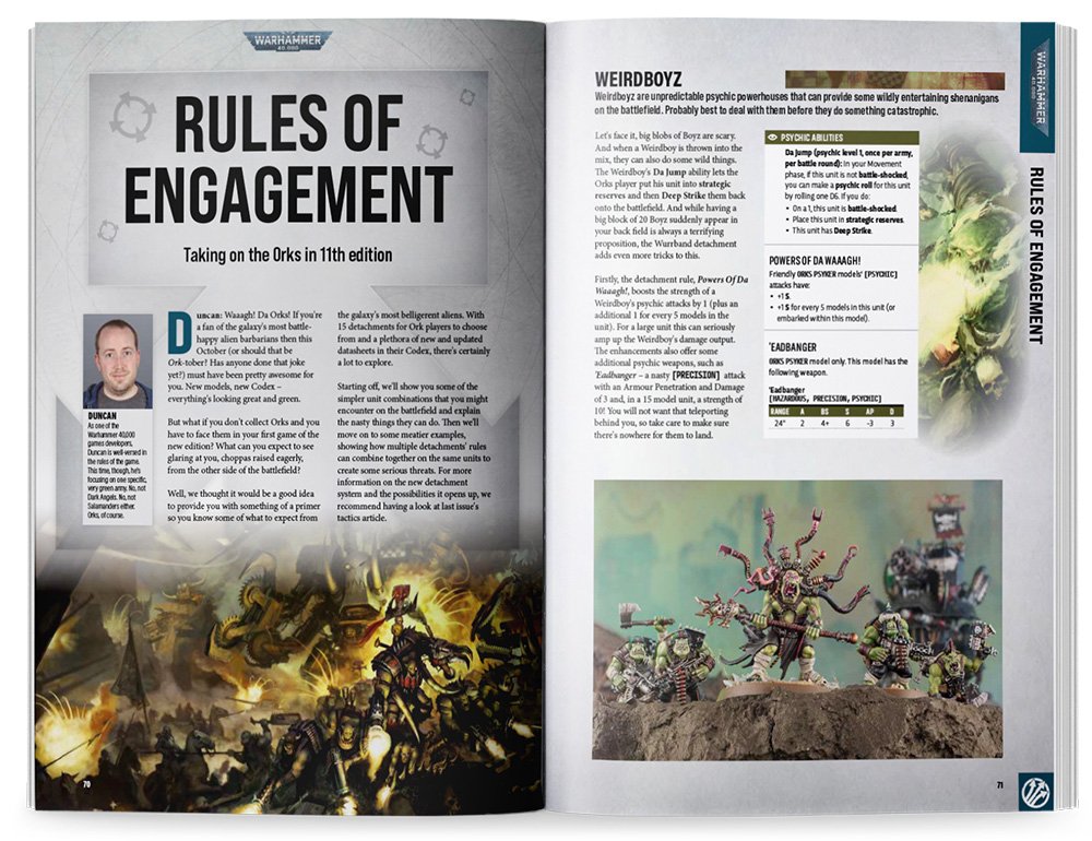 White Dwarf 529 fête Halloween avec un Battle Report Gloomspite Gitz vs Skavens, une galerie horrifique, une Masterclass Orks et de nouvelles règles Brawlers of Behemat.