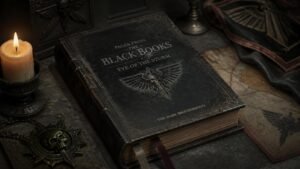 Illustration éditoriale de Pages from the Black Books – Eye of the Storm : la Dark Brotherhood en guerre