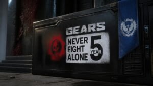 Illustration éditoriale de Gears of War lance la 5e année de Never Fight Alone
