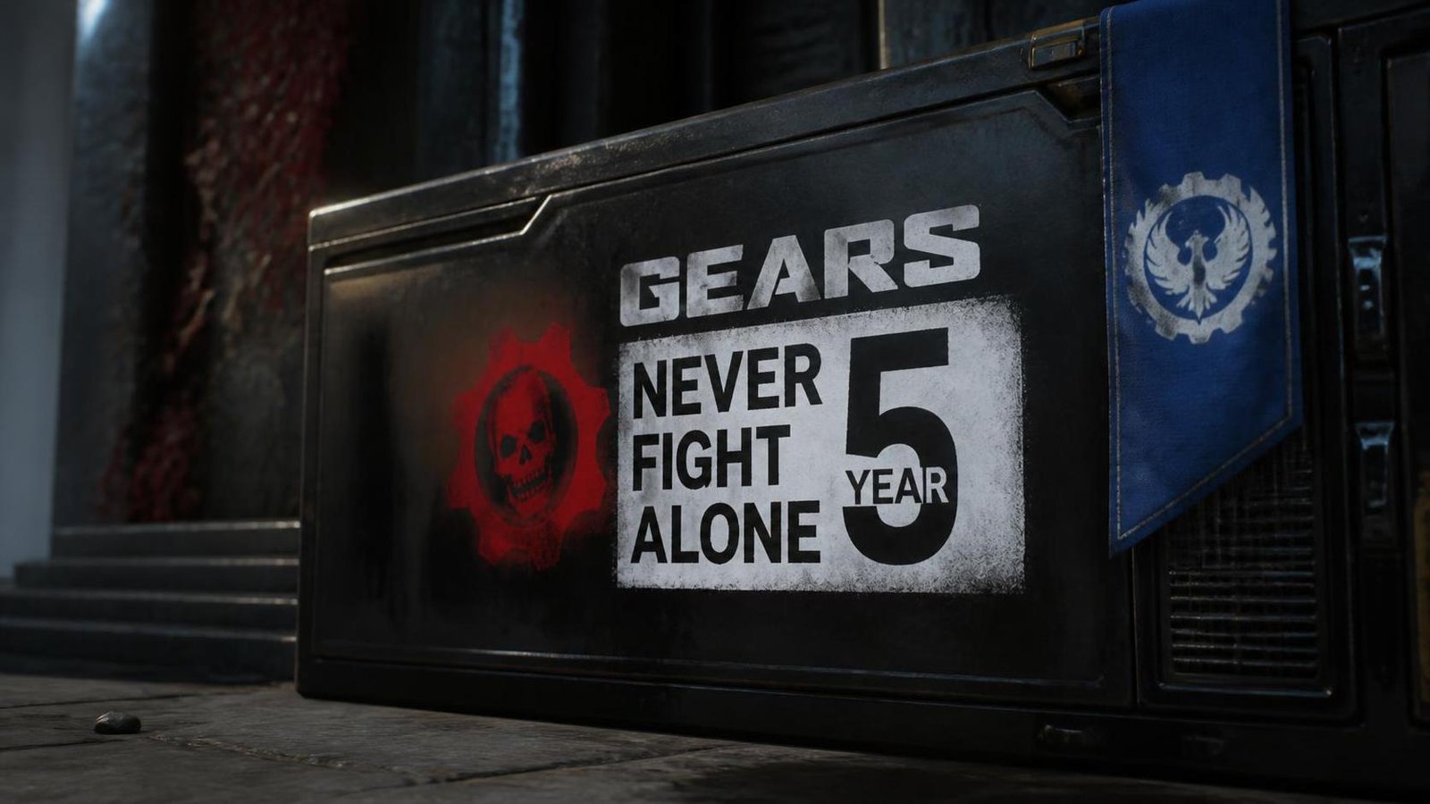 Illustration éditoriale de Gears of War lance la 5e année de Never Fight Alone