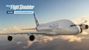 Illustration éditoriale de Microsoft Flight Simulator annonce l’A380 en exclusivité Marketplace