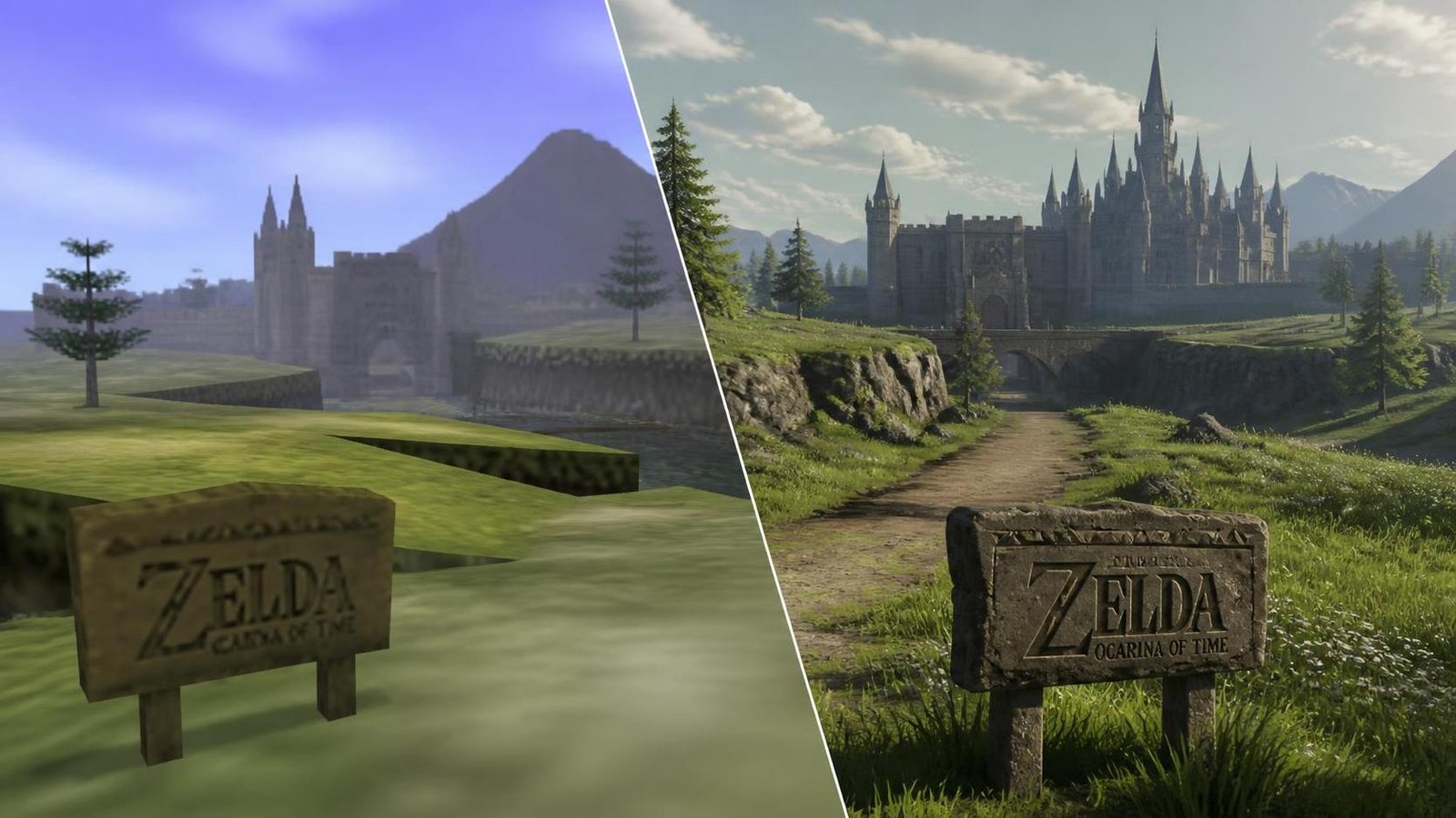 Illustration éditoriale de Zelda Ocarina of Time : comparatif visuel ancien vs nouveau