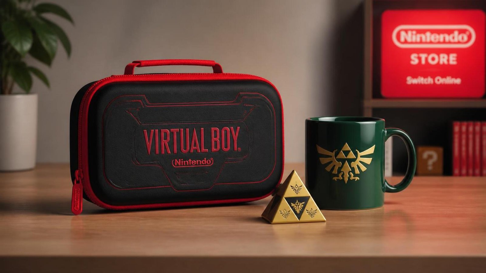 Illustration éditoriale de Nintendo Store Switch Online : goodies Zelda et étui Virtual Boy