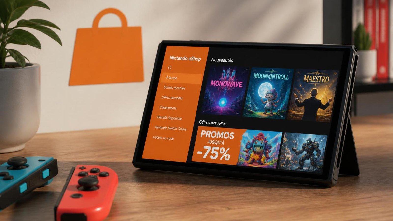 Illustration éditoriale de Nintendo Download 17 septembre: Monowave, Moonmintroll, Maestro et promos eShop