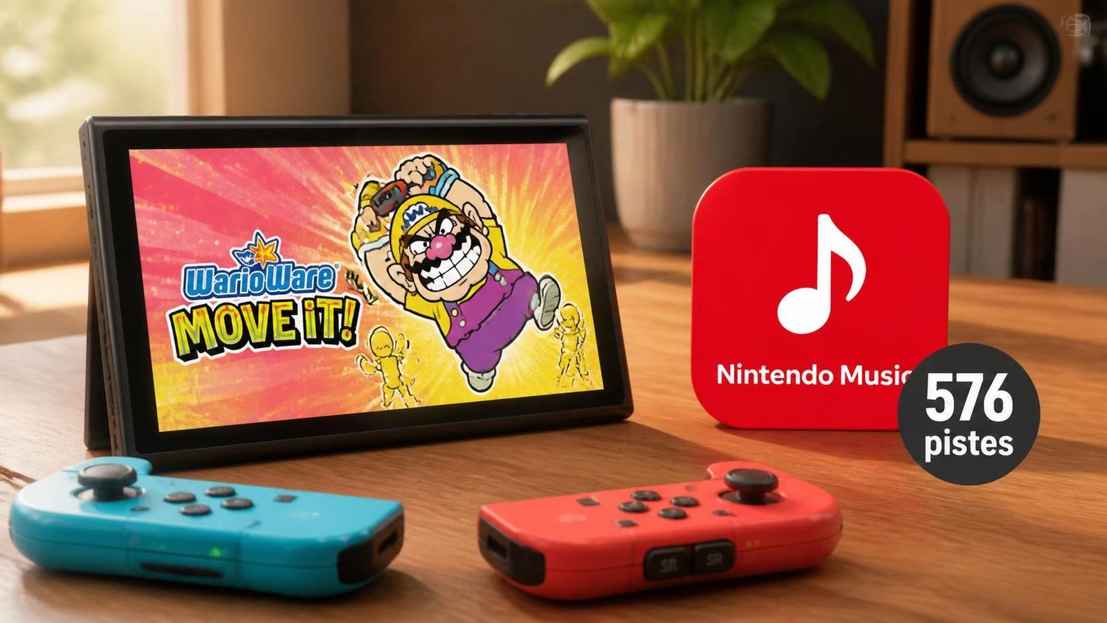 Illustration éditoriale de WarioWare: Move It! arrive sur Nintendo Music avec 576 pistes