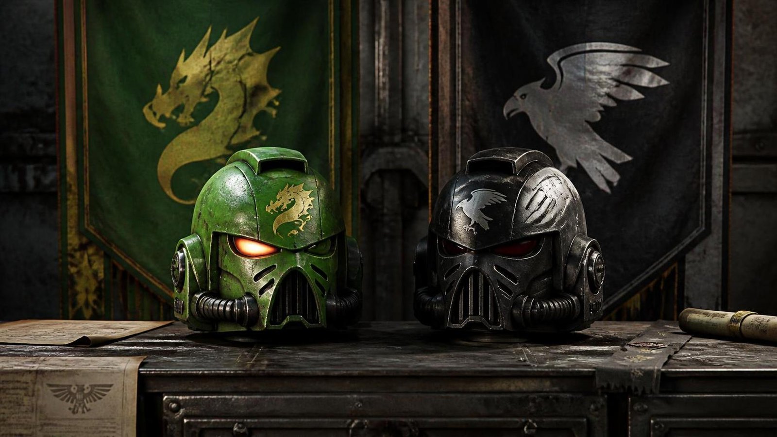 Illustration éditoriale de Warhammer 40,000: Space Marines ajoute Salamanders et Raven Guard