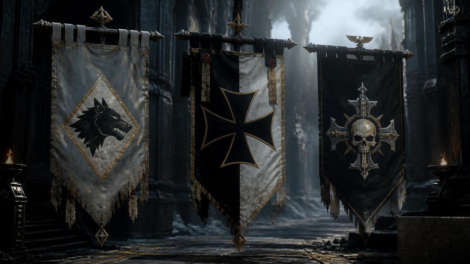 Illustration éditoriale de Warhammer 40,000: Space Marines ajoute Space Wolves, Templars, Deathwatch