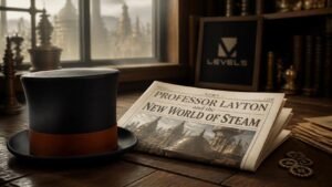 Illustration éditoriale de Professor Layton and the New World of Steam sans IA, Level-5 s’excuse