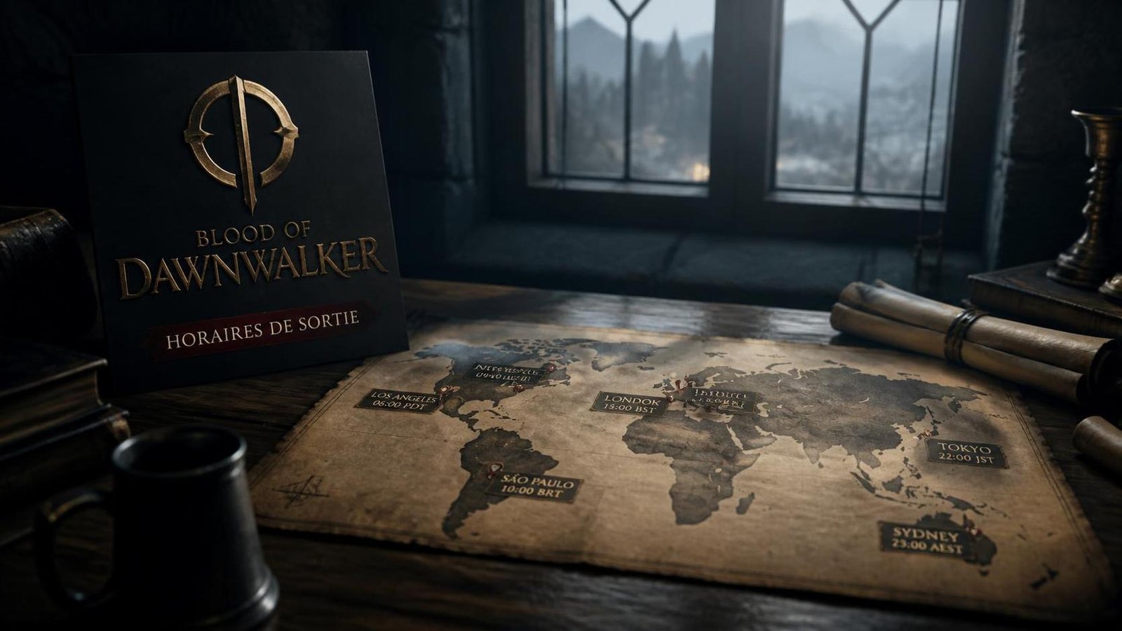 Illustration éditoriale de Blood of Dawnwalker : horaires de sortie selon votre région