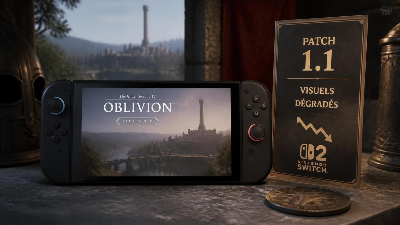 Illustration éditoriale de Oblivion Remastered : le patch 1.1 dégrade les visuels sur Switch 2