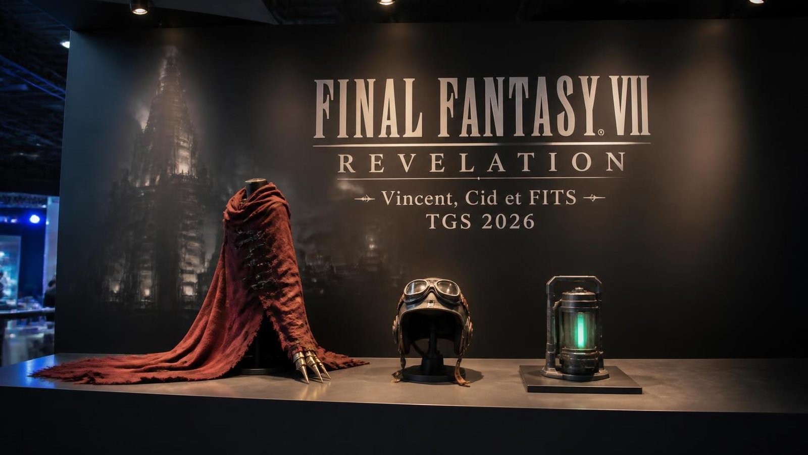 Illustration éditoriale de Final Fantasy VII Revelation : Vincent, Cid et FITS au TGS 2026