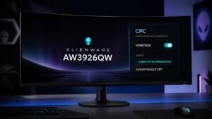 Illustration éditoriale de Alienware AW3926QW : correctif en préparation pour le vignetage via un futur toggle CPC