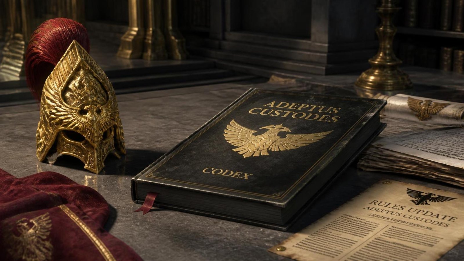 Illustration éditoriale de Warhammer 40,000 : nouvelles règles Adeptus Custodes dévoilées