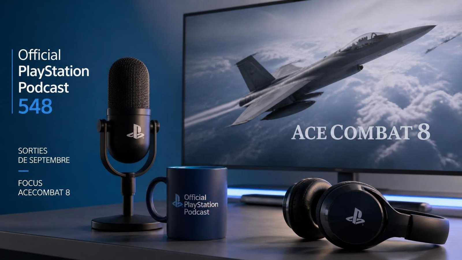 Illustration éditoriale de Official PlayStation Podcast 548 : sorties de septembre et focus Ace Combat 8