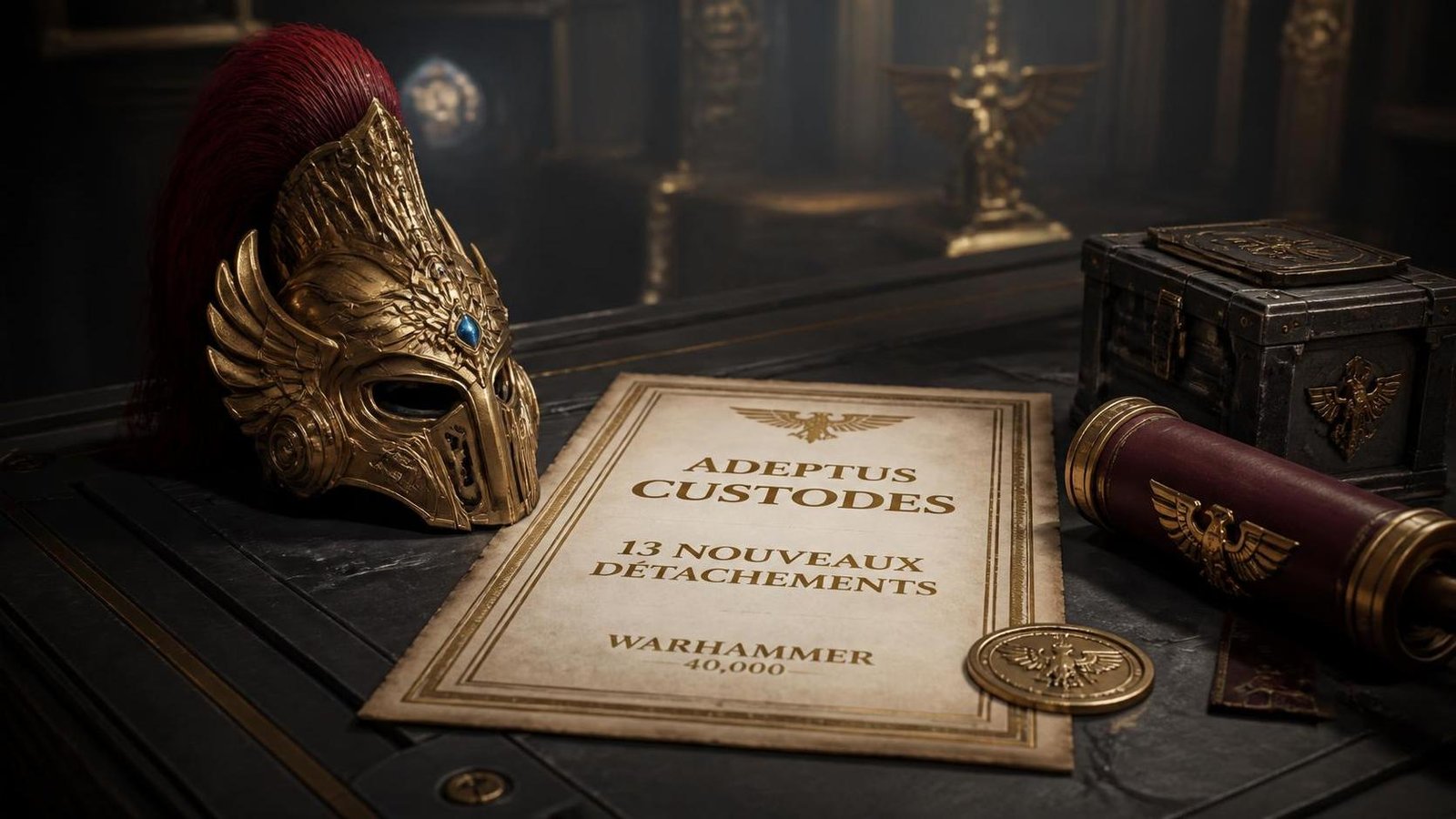 Illustration éditoriale de Warhammer 40,000 : 13 nouveaux détachements Adeptus Custodes