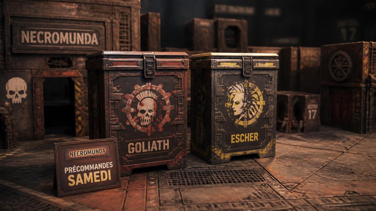 Illustration éditoriale de Necromunda : précommandes samedi, nouveautés Goliath et Escher