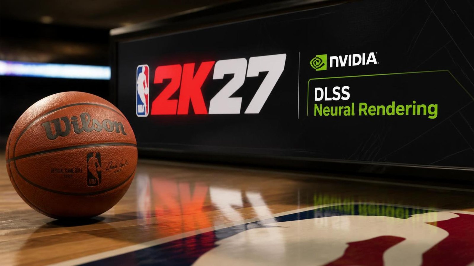 Illustration éditoriale de NBA 2K27 affiche DLSS Neural Rendering, possible rebranding Nvidia