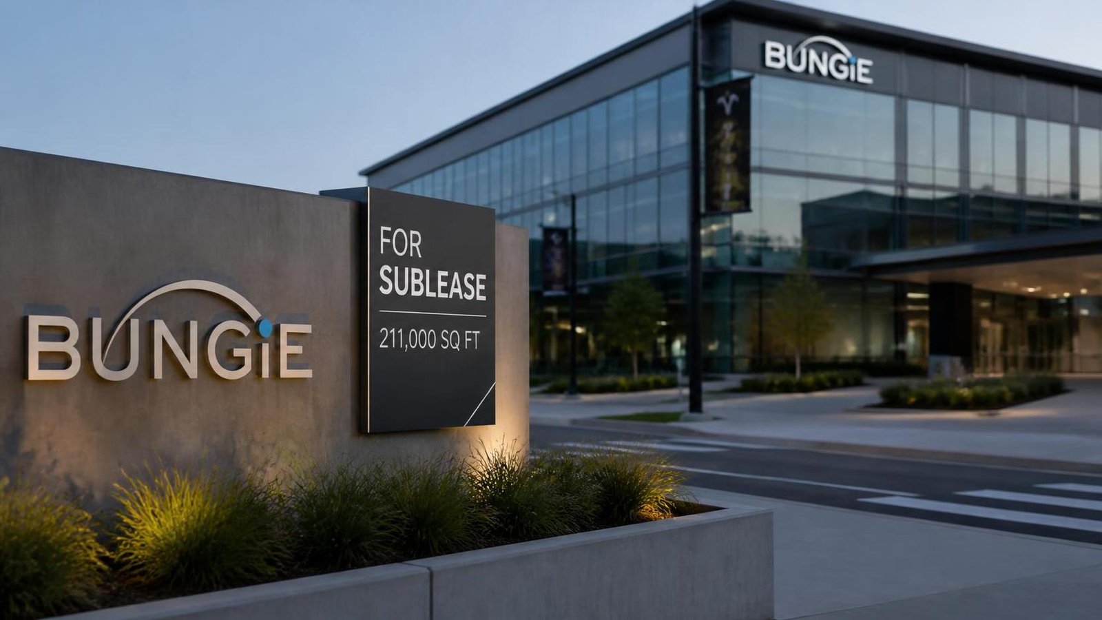 Illustration éditoriale de Bungie subloue son siège de 211 000 pi² après expansion 2021