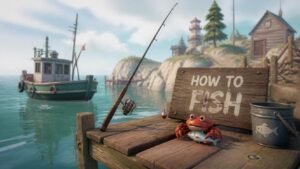 Illustration éditoriale de How to Fish : simulateur de pêche fun, crabes et coop chaotique