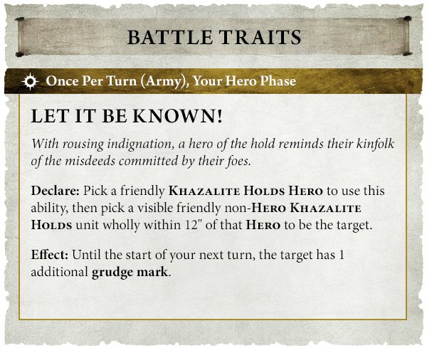 Les Khazalite Holds dévoilent leurs Grudge Marks dans Age of Sigmar : rancunes, bonus d’unités, Valayan Guardians, Clangunners et nouvelles prières.