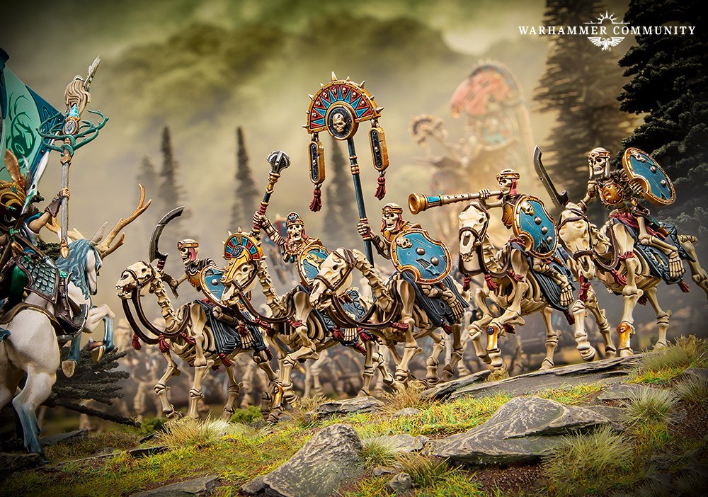 Games Workshop dévoile un nouveau kit de 10 Cavaliers Squelettes pour les Rois des Tombes, montables en cavaliers ou archers à cheval dans The Old World.