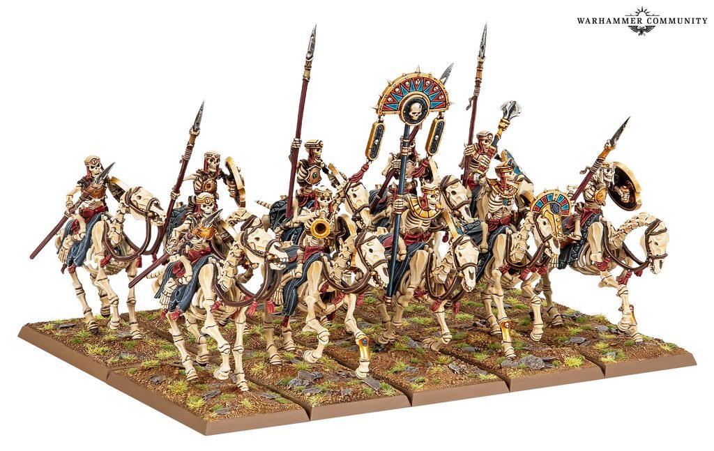 Games Workshop dévoile un nouveau kit de 10 Cavaliers Squelettes pour les Rois des Tombes, montables en cavaliers ou archers à cheval dans The Old World.