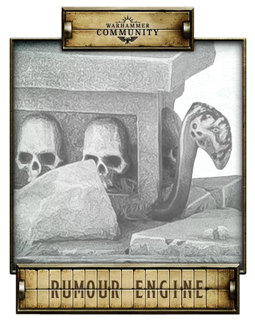 Le Rumour Engine du 13 octobre 2026 montre plusieurs crânes enchâssés dans des pierres brisées. Faction, décor ou future figurine ? Le mystère reste entier.