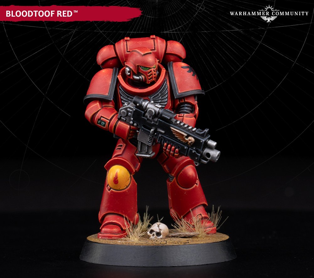 ’Eavy Metal dévoile ses recettes Warhammer Tone Pro pour Fuegan, un Blood Angel et un Liberator, avec Chotec Orange, Bloodtoof Red et Magnus the Red.
