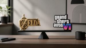 Illustration éditoriale de "Nintendo Didn't Swerve" - Product Growth Expert Comments On Zelda Vs. GTA 6