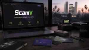 Illustration éditoriale de GTA 5 ajoute ScamV : arnaques, cartes clonées et braquages en ville