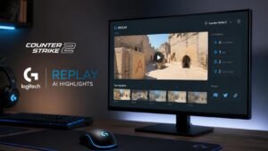 Illustration éditoriale de Counter-Strike 2 : Logitech lance Replay, un outil d’autoclips IA