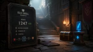 Illustration éditoriale de Escape from EloHell transforme l’ascension MMR en roguelike impitoyable