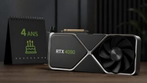 Illustration éditoriale de Nvidia RTX 4090 fête ses 4 ans tandis que la RTX 5090 serait arrêtée