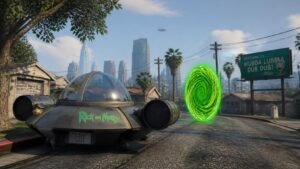 Illustration éditoriale de GTA 5 : des mods transforment le jeu en parodie de Rick et Morty