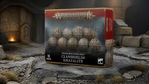 Illustration éditoriale de Warhammer Age of Sigmar : focus sur le kit Clanshields Khazalite