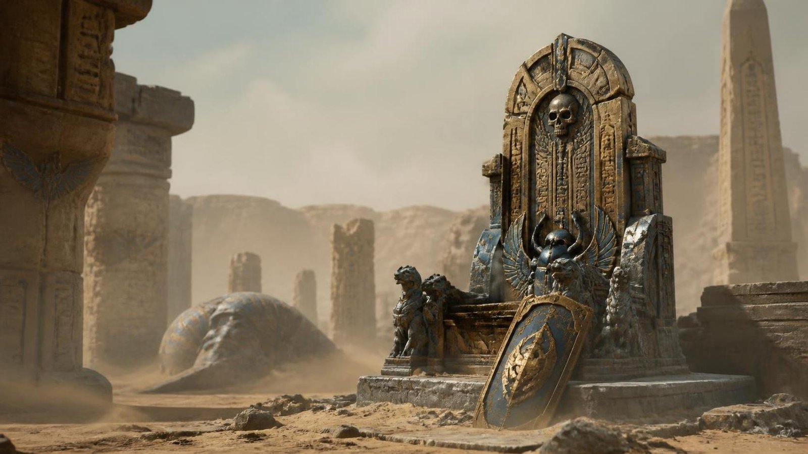 Illustration éditoriale de Warhammer The Old World : les Rois des Tombes reviennent, renforts et journal Arcane