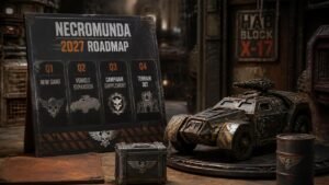 Illustration éditoriale de Necromunda 2027 : roadmap, nouveaux véhicules et extensions