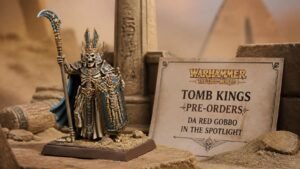 Illustration éditoriale de Warhammer: The Old World – Précommandes Tomb Kings, Da Red Gobbo en vedette