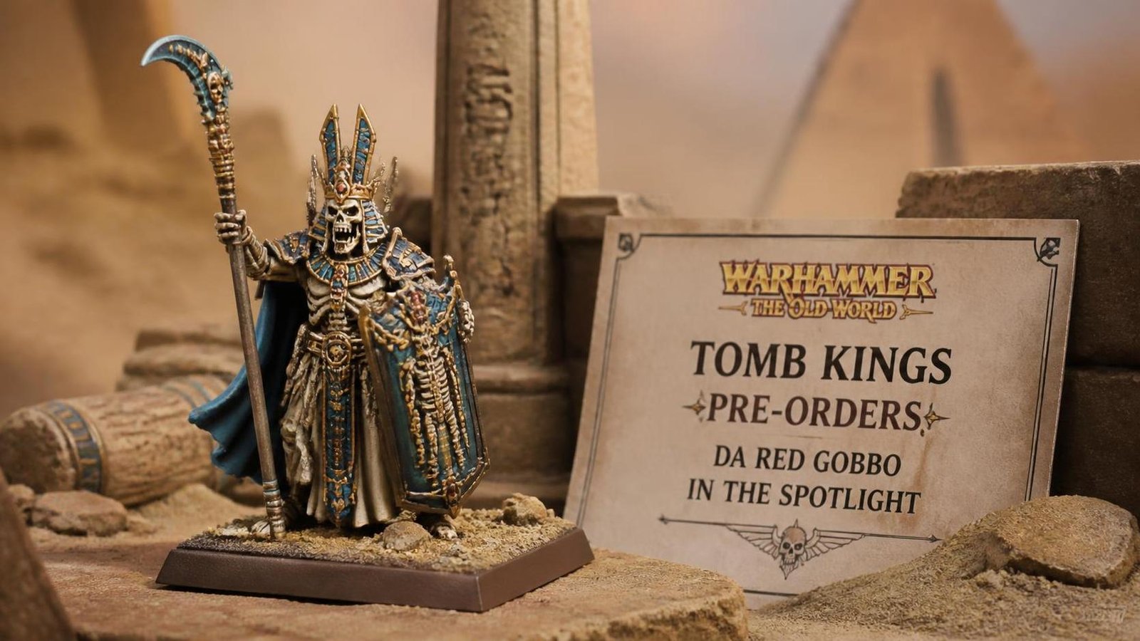 Illustration éditoriale de Warhammer: The Old World – Précommandes Tomb Kings, Da Red Gobbo en vedette